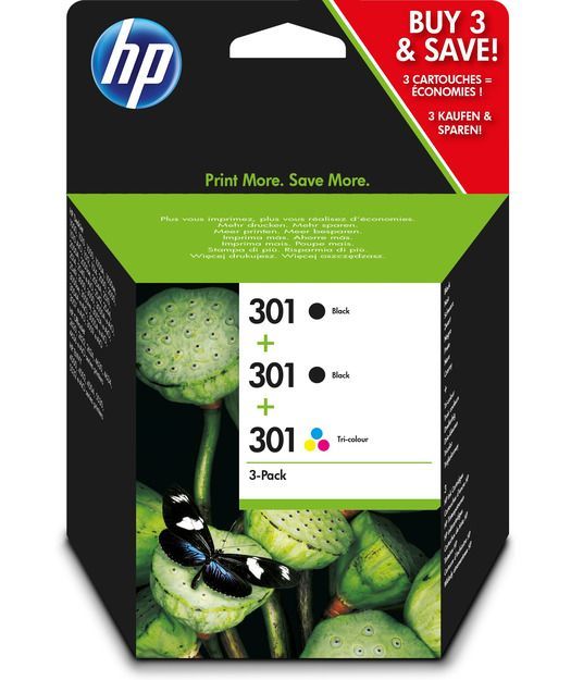HP E5Y87EE BK/CMY Mürekkep Kartuş 3'lü  Paket (301)
