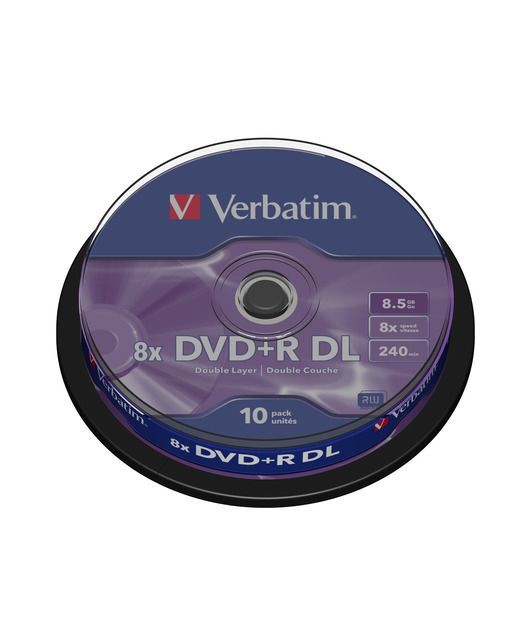 Verbatim 43666 DVD+R 10 Spindle Double Layer Matt Silver 8x 8.5GB